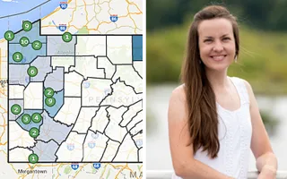 sample of an iMapinvasives map and Amy Jewitt, Invasive Species Coordinator from the Western Pennsylvania Conservancy