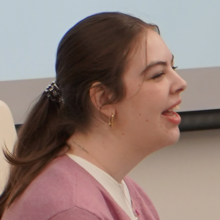 Julia speaking on their research