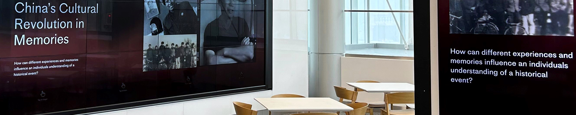 Close up of the Hillman Digital Research Wall and information beacons