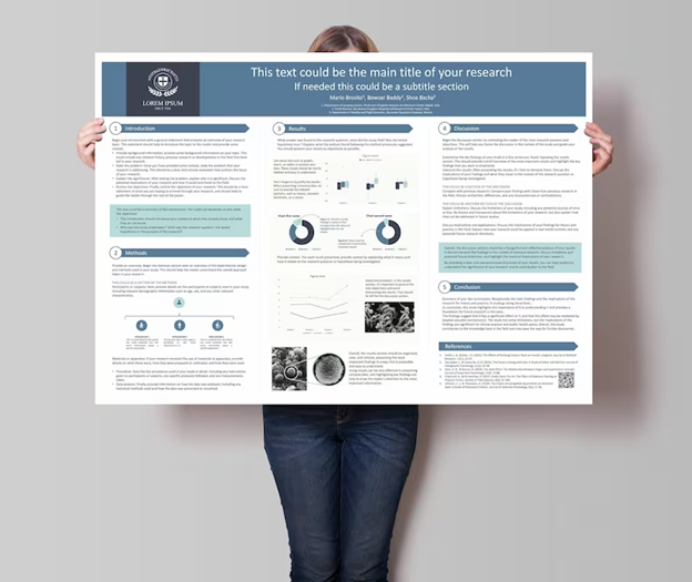 student holding poster