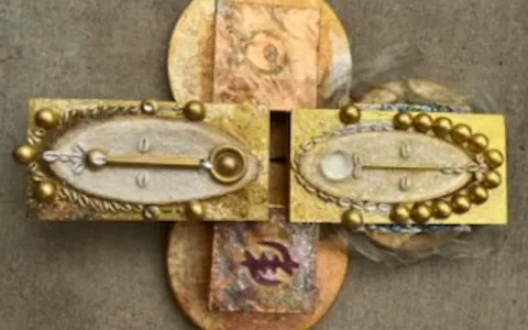 Photo credit “Aunt Ester’s Premonition: Black Elegance” 2025, mixed media detail, by Charlotte Ka mixed media art