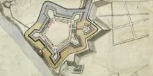 Map of Fort Pitt and parts adjacent with both rivers from 1761. 