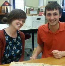 Jennifer and Zach working on research